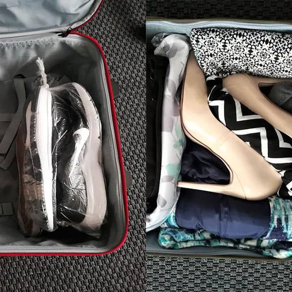 how to pack shoes in suitcase